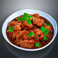 White Ceramic Bowl as Essential Household Item With Savory Stew Topped Fresh Cilantro