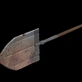 Rusty battle damage retro style shovel engineering shovel with material FBX OBJ STL format military survival game assets low face number high details can be modified 3d model