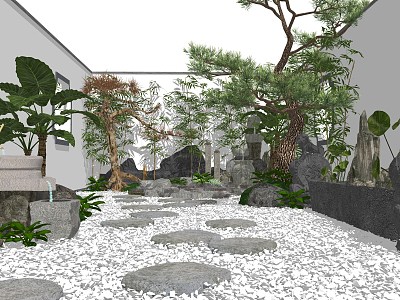 New Chinese Courtyard Landscape Setches model