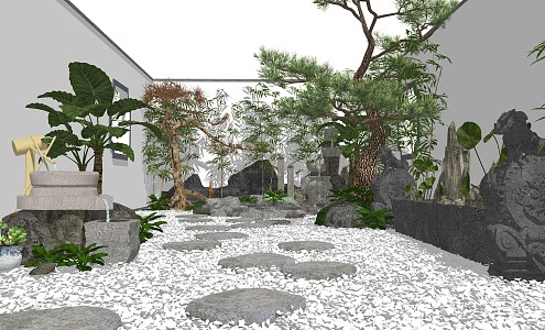 New Chinese Courtyard Landscape Setches 3d model