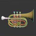 Glossy Golden Trumpet With Silver Valves As Home Decoration Piece