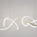 Modern Curved Ring Chandeliers With LED Light Strips And Gold Metal Frame