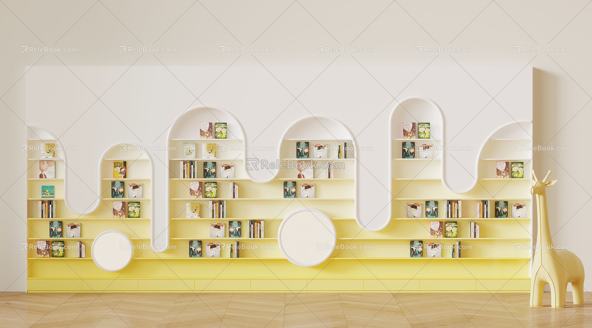 Modern Children's Bookcase Fairy Tale Book 3d model