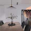 Modern Living and Dining Room Interior With Brown Sofa Coffee Table And Light Projection