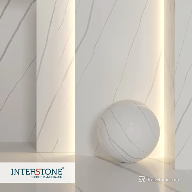White Marble Decorative Component With Spherical Shape And Textured Wall Design 3d model 