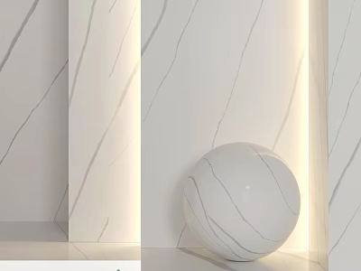 White Marble Decorative Component With Spherical Shape And Textured Wall Design 3d model