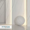 White Marble Decorative Component With Spherical Shape And Textured Wall Design
