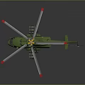 Green Helicopter With Number 123 Red Star Silver Rotors And Red Tips