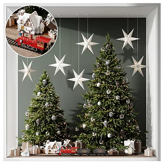 Modern Christmas Tree Christmas Tree Decoration Window 3d model