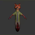 Cartoon Fox Game Movie Character Wearing Green Shirt And Purple Tie