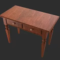 Brown Wooden Desk With Natural Wood Grain Drawers And Tapered Legs