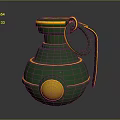 Green Military Grenade Design with Yellow Accent Lines and Red Circular Marking