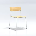 Modern Light Wood Leisure Chair With Wooden Seat Backrest And Chrome Metal Frame
