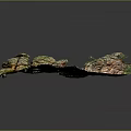 Natural Garden Landscape With Layered Rock Formations Green Vegetation And Textured Ground