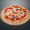 Freshly Baked Margherita Pizza with Tomato Sauce Mozzarella and Basil on Wooden Board