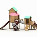 Modern slide wooden house slide 3d model