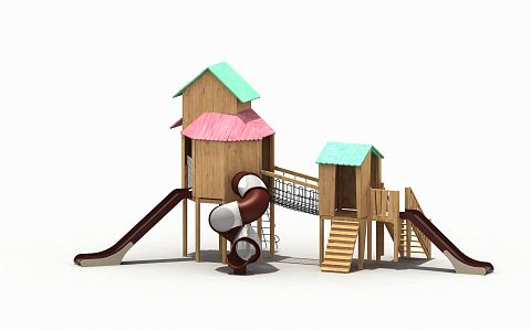 Modern slide wooden house slide 3d model