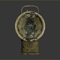 Vintage Lighting Combination Featuring Antique Brass Lamp With Classic Metal Handle Design