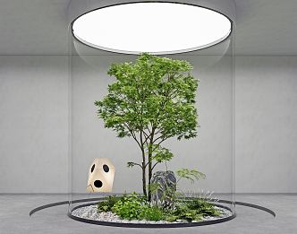 Modern tree plant landscaping rockery stone plant pile 3d model