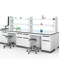 Modern Laboratory With Functional Lab Bench Shelves Lab Bottles And Stools