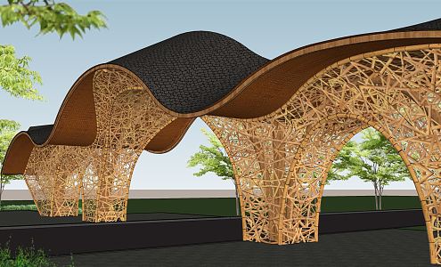 New Chinese Style Gate Bamboo Landscape Gate 3d model