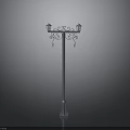 Decorative Street Lamp With Double Lamp Heads Ironwork Details And Metal Base