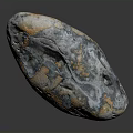 Natural Stone Decorative Piece With Unique Gray Orange Blue Color Patterns And Rough Texture