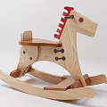 Wooden Building Blocks Rocking Horse With Red Mane And Handcrafted Design Details