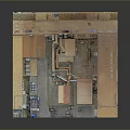 Detailed 3D Model Of Industrial Landscape With Factory Buildings Rooftop And Machinery Equipment