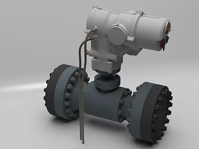 Industrial Equipment Valve With Gray Body Black Flanges And Sensor Unit Cabling 3d model