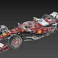 Red F1 Race Car With Shell V Power Logos And Streamlined Aerodynamic Design
