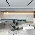 Modern Public Office Space With Open Layout Sofa Desks Plants Large Windows And City View