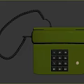 Green Classic Landline Telephone With Handset Keypad And Black Cord