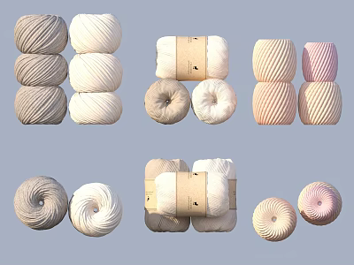 Various Colored Yarn Balls As Household Supplies With Cotton Wool And Round Design 3d model