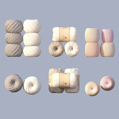 Various Colored Yarn Balls As Household Supplies With Cotton Wool And Round Design 3d model