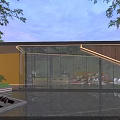 Modern Pergola Design With Wooden Structure Glass Walls Pool Reflection And Floor Lights At Dusk
