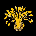 Red And Yellow Tulips Arranged In Transparent Glass Vase On Dark Background With Shadows