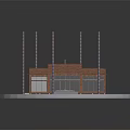 Small Brick Building With Red Tile Roof Chimneys Green Grass And Pathway