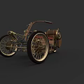 Vintage Motorcycle With Large Spoked Wheels Brass Accents And Retro Design