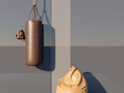 Quality Boxing Training Sports Equipment With Hanging Punching Bag Gloves And Sandbag 3d model