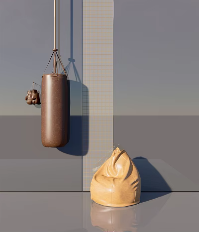 Quality Boxing Training Sports Equipment With Hanging Punching Bag Gloves And Sandbag 3d model