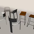 Modern Bar Stools With Different Colors And Stylish Metal Frame Designs 3d model