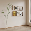 Modern Newspaper Shelf Bookshelf Wall Decorations Green Plant Bonsai 3d model