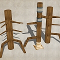 Wing Chun Wooden Pile Kung Fu Martial Arts Props 3d model