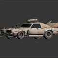 Rusty Modified Car Featuring Spikes Exposed Engine Rear Wing And Red Rims 3d model