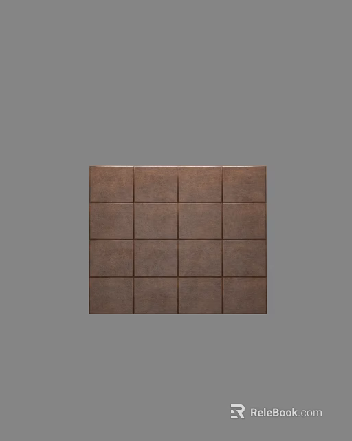 Dark Brown Square Tiled Background Wall Design With Neat Grid Pattern 3d model