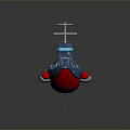 Toy Boat With Blue Hull Red Details And Red Toy Helicopter Flying Nearby