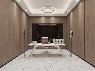 Modern Public Office Space With Open Layout Desk And Pendant Lighting Design 3d model