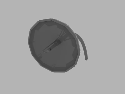 Gray 3D Rendered Object With Circular Top Radial Lines And Curved Handle Design 3d model