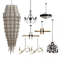 Modern Chandeliers Collection with Diverse Designs and Unique Hanging Structures 3d model